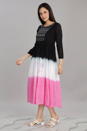 Pink & Black Ombre Cotton Dresses