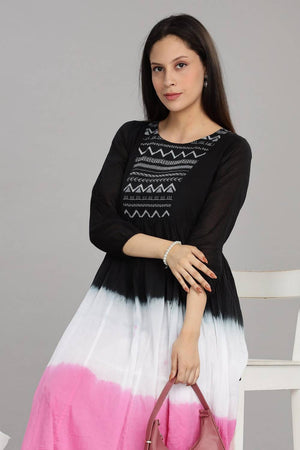 Pink & Black Ombre Cotton Dresses