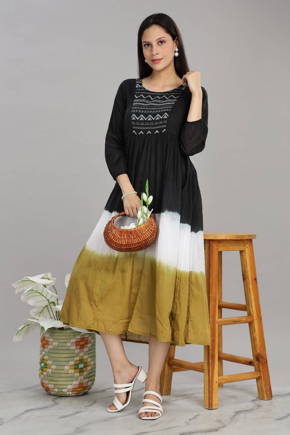 Black Ombre Cotton Dresses (DES-BB-Ombrebrown)