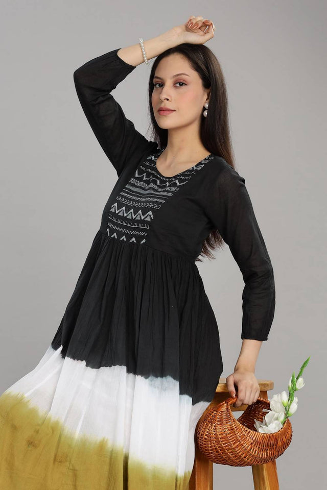 Black Ombre Cotton Dresses