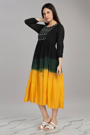 Mustard & Black Ombre Cotton Dresses