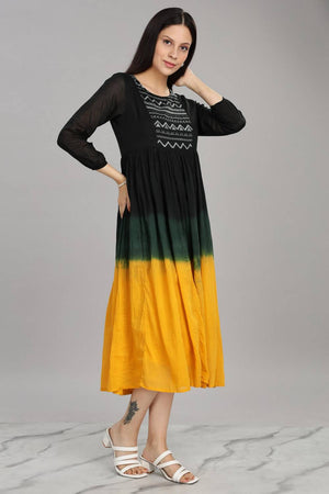 Mustard & Black Ombre Cotton Dresses