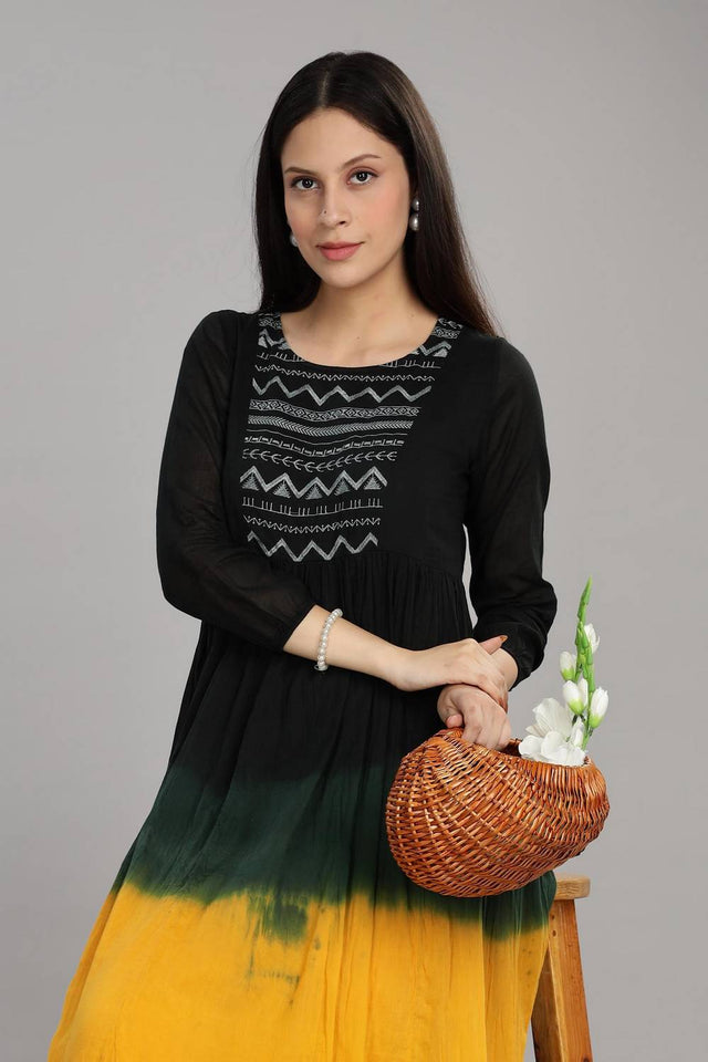 Mustard & Black Ombre Cotton Dresses