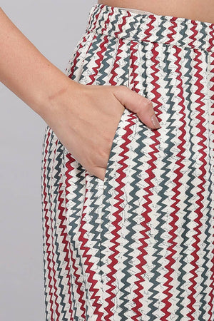 Grey Printed Rayon Kurti Pant Set