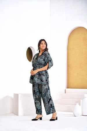 Black Printed Modal Chanderi Co-Ord Set
