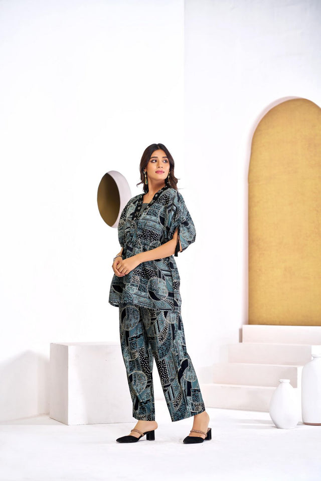 Black Printed Modal Chanderi Co-Ord Set