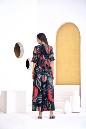 Blue Printed Modal Chanderi Co-Ord Set