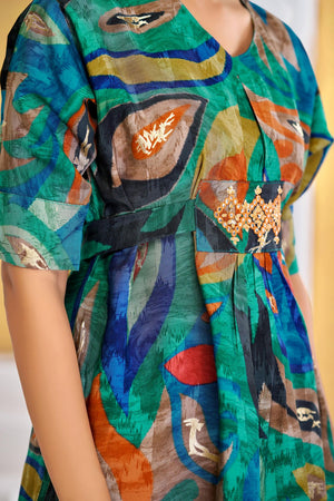 Green Printed Modal Chanderi Co-Ord Set