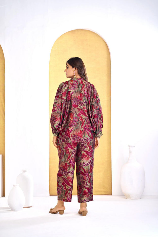 Red Printed Modal Chanderi Co-Ord Set