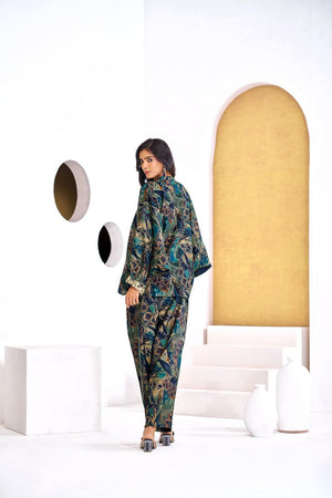 Turquoise Printed Modal Chanderi Co-Ord Set