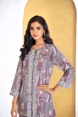 Orange Printed Modal Chanderi Co-Ord Set