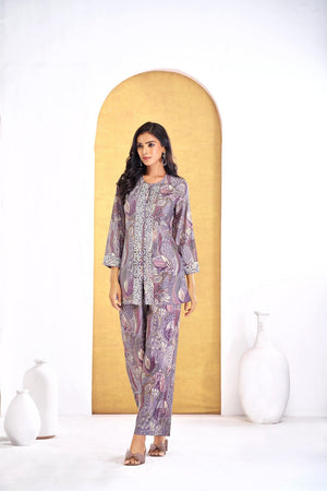 Orange Printed Modal Chanderi Co-Ord Set