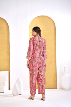 Rust Printed Modal Chanderi Co-Ord Set