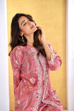 Rust Printed Modal Chanderi Co-Ord Set