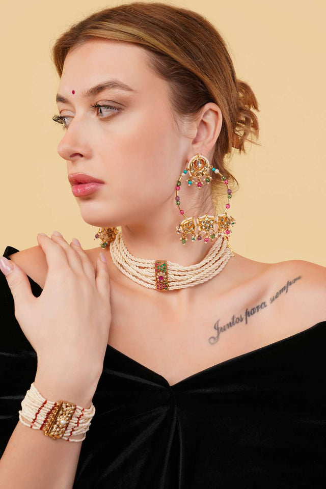 Multi-Color Alloy Chandbali Earrings