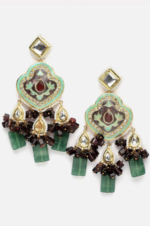 Multi-Color Beaded Alloy Earrings