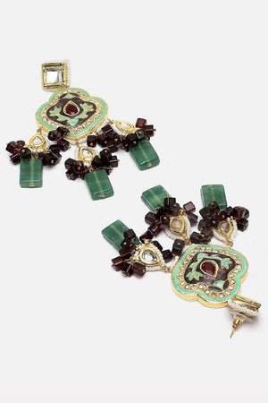 Multi-Color Beaded Alloy Earrings