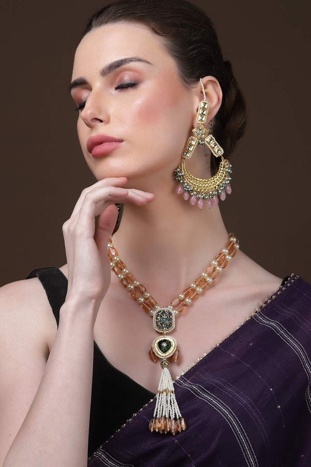 Multi-Color Beaded Alloy Earrings