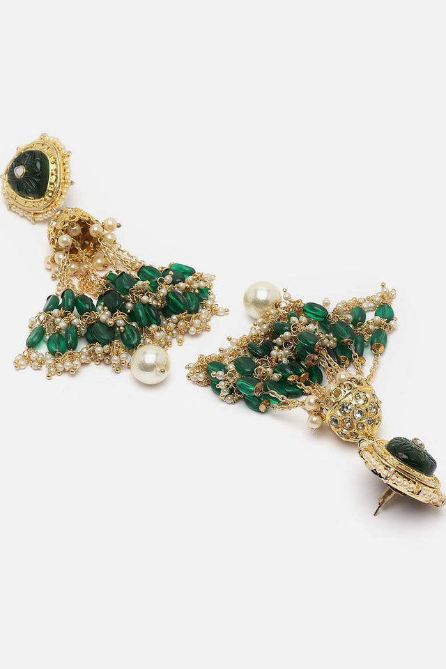 Multi-Color Beaded Alloy Earrings