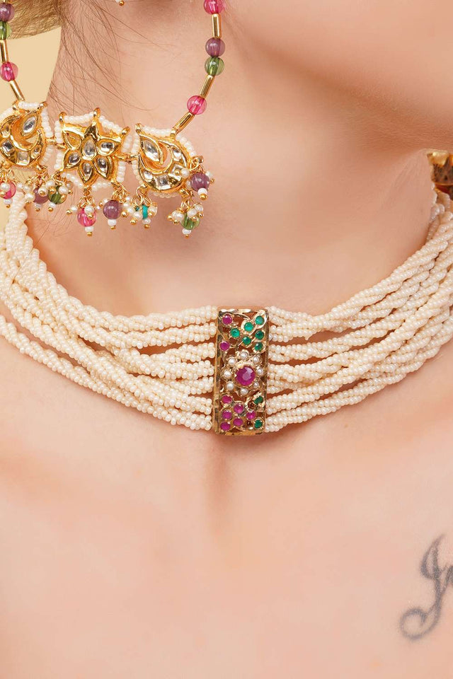 Multi-Color Alloy Choker Necklace