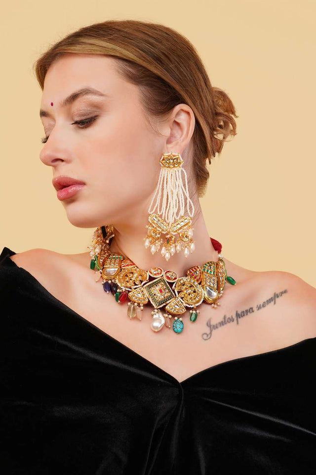 Multi-Color Alloy Choker Necklace