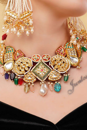 Multi-Color Alloy Choker Necklace