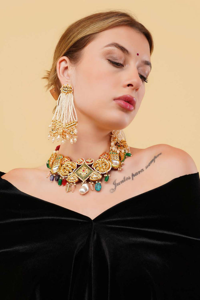 Multi-Color Alloy Choker Necklace