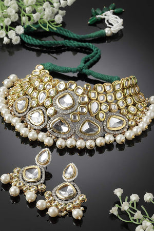 Multi-Color Beaded Alloy Necklace & Earring Set (DGNCE23033)