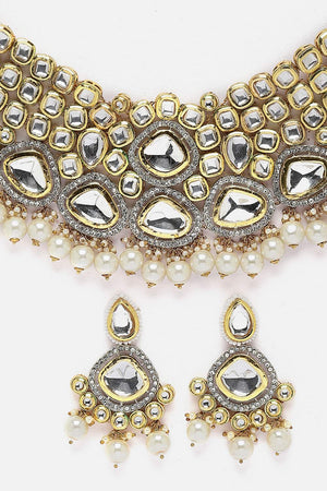Multi-Color Beaded Alloy Necklace & Earring Set (DGNCE23033)