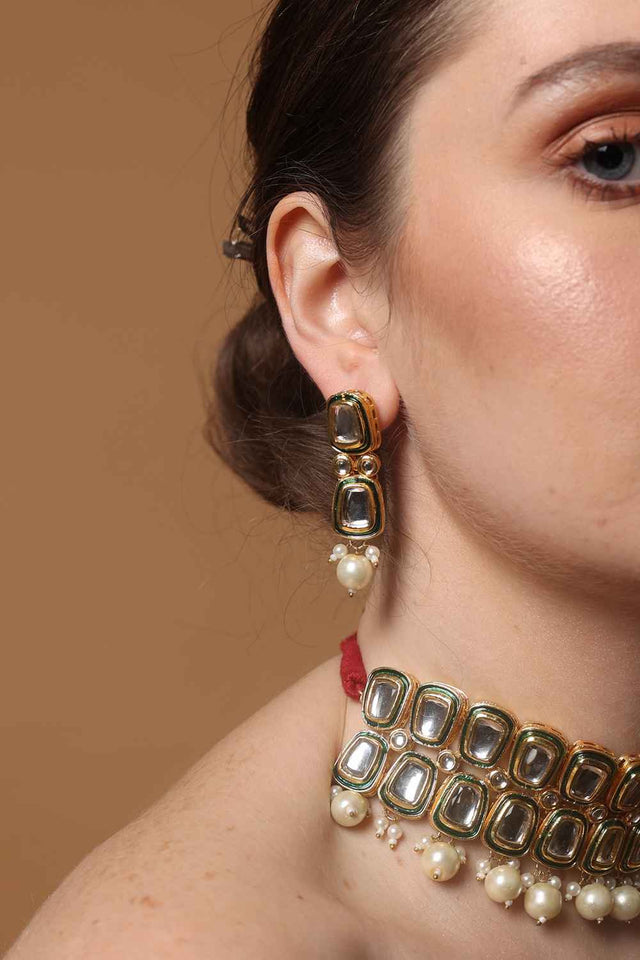 Multi-Color Alloy Necklace with Earrings Set