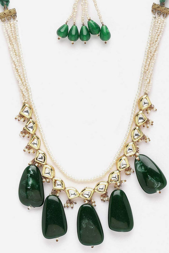 Multi-Color Beaded Alloy Necklace Set