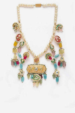 Multi-Color Beaded Alloy Necklace Set