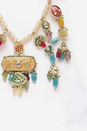 Multi-Color Beaded Alloy Necklace Set