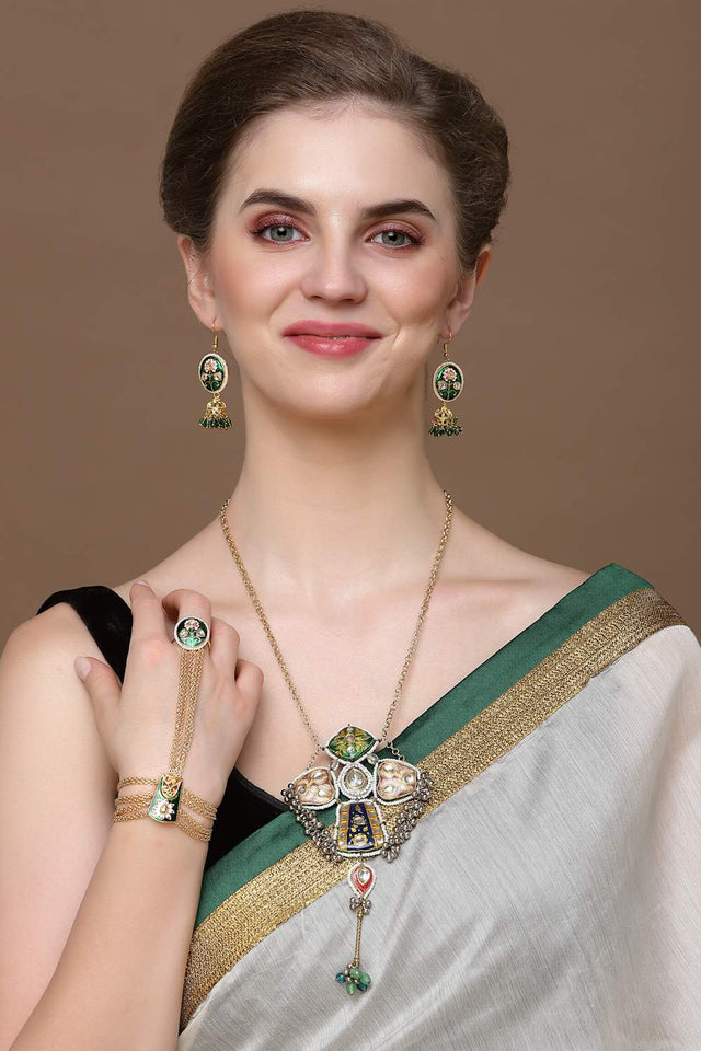 Multi-Color Beaded Alloy Necklace Set