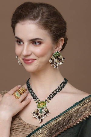 Multi-Color Beaded Alloy Necklace & Earring Sets