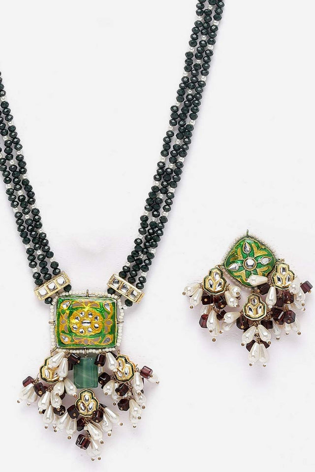 Multi-Color Beaded Alloy Necklace & Earring Sets