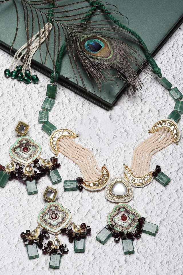 Multi-Color Beaded Alloy Necklace & Earring Sets