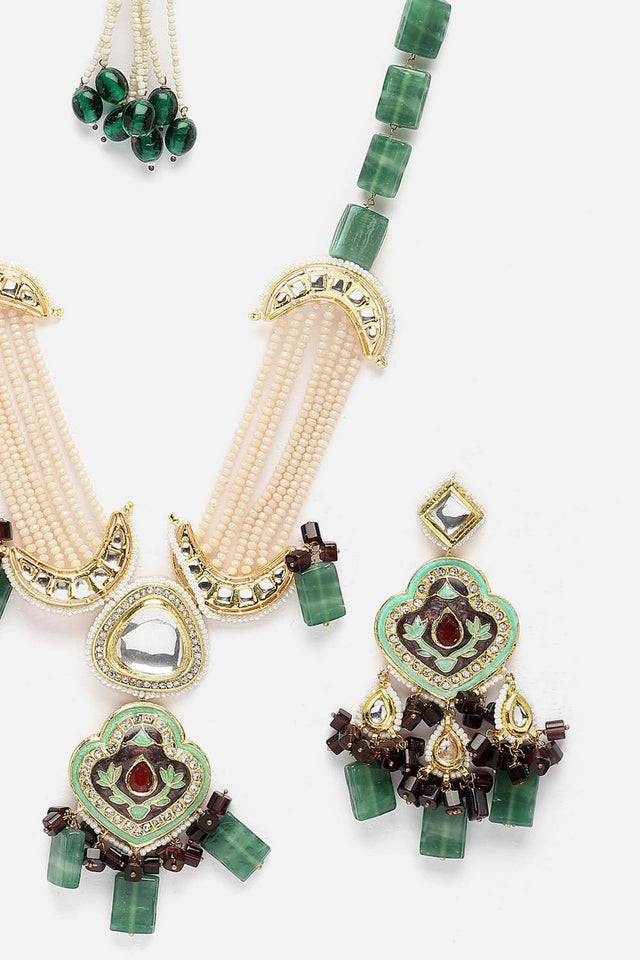 Multi-Color Beaded Alloy Necklace & Earring Sets