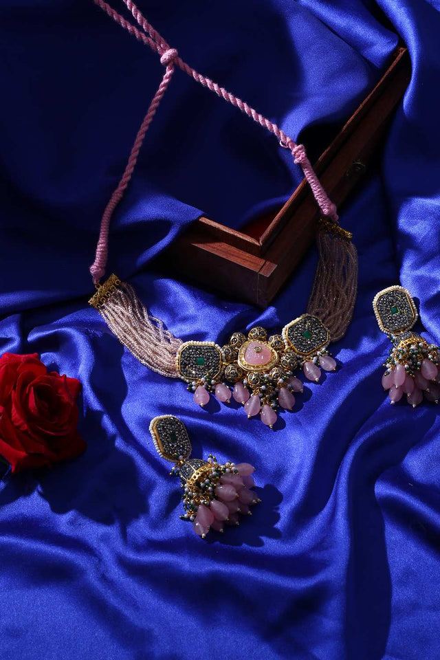 Multi-Color Alloy Necklace & Earring Set