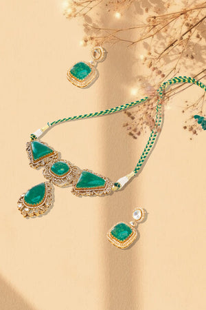 Multi-Color Brass Necklace & Earring Set