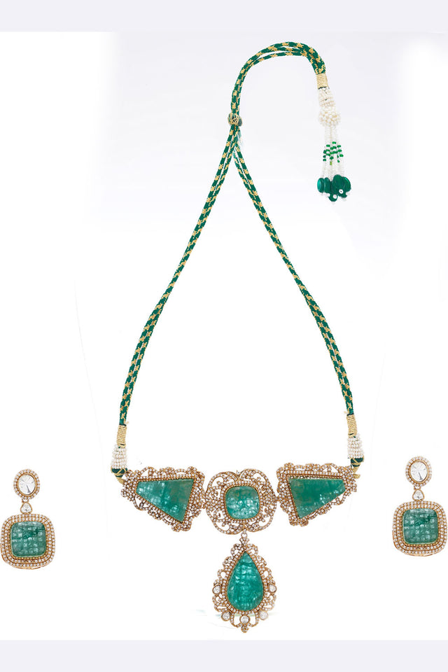 Multi-Color Brass Necklace & Earring Set