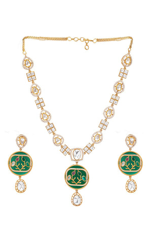 Multi-Color Brass Necklace & Earring Set