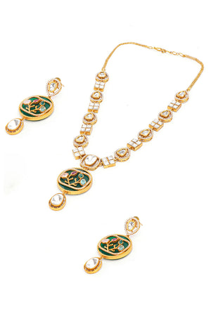 Multi-Color Brass Necklace & Earring Set