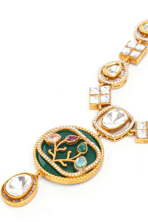 Multi-Color Brass Necklace & Earring Set