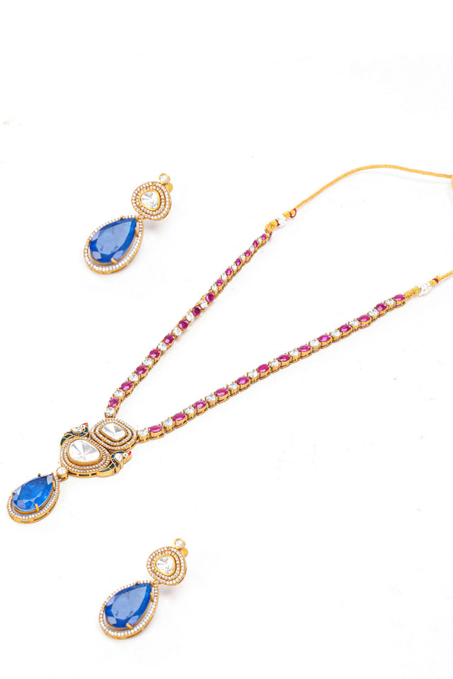 Multi-Color Brass Necklace & Earring Set