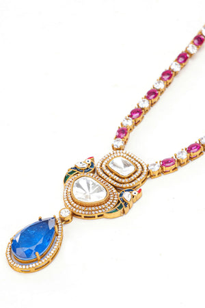 Multi-Color Brass Necklace & Earring Set