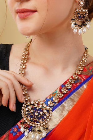 Multi-Color Brass Necklace & Earring Set