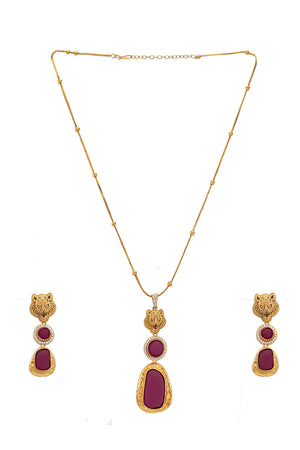 Multi-Color Brass Necklace & Earring Set