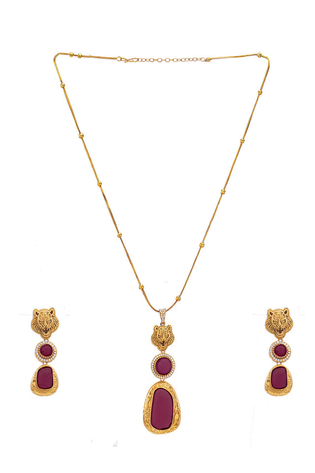 Multi-Color Brass Necklace & Earring Set