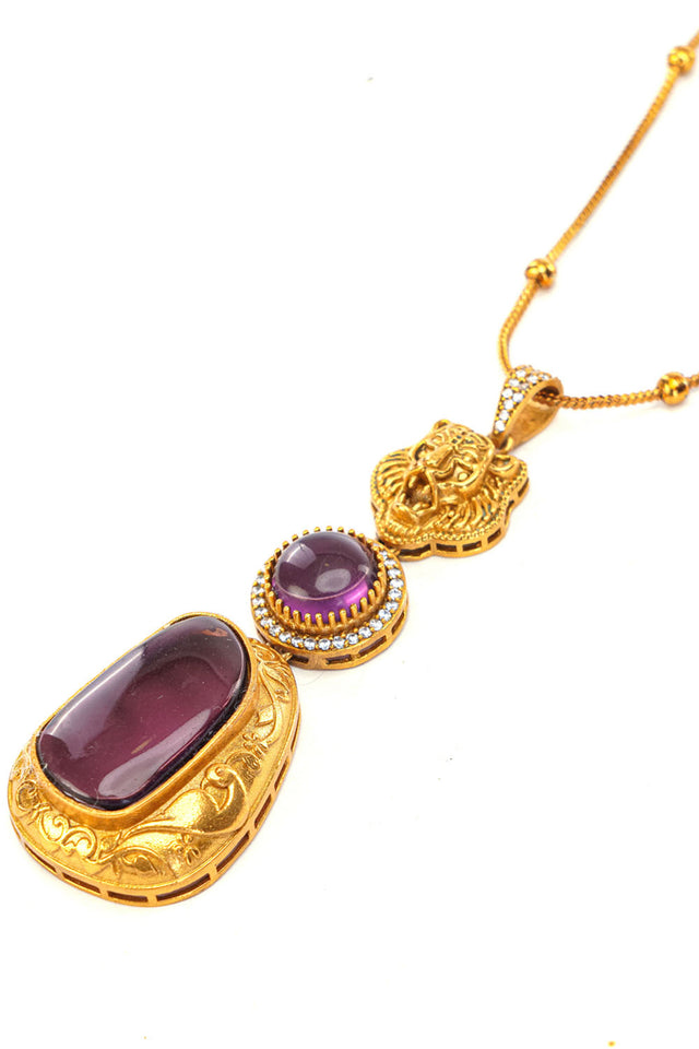 Multi-Color Brass Necklace & Earring Set